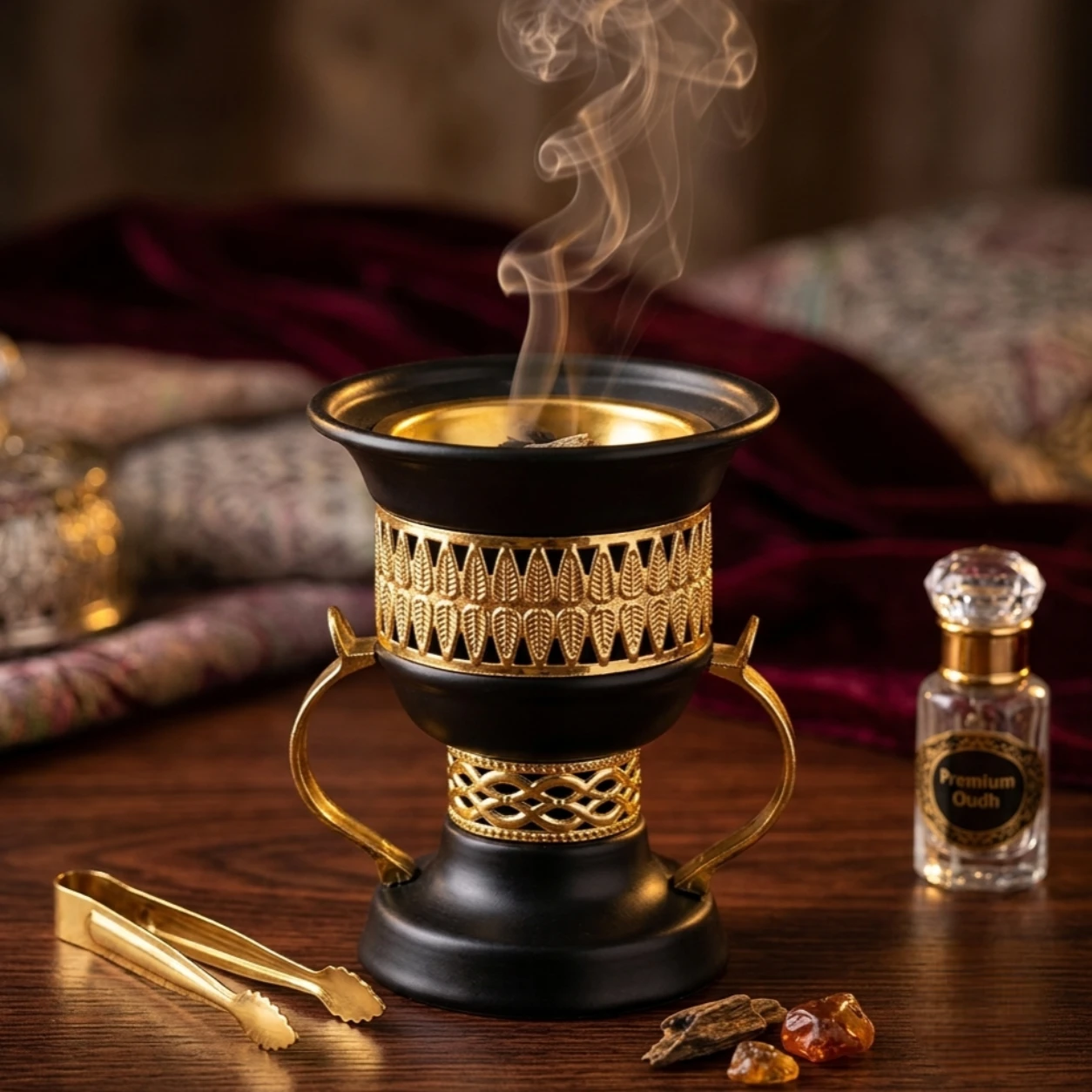 traditional-black-incense-burner1 Traditional Black Incense Burner for Oud & Bakhoor - Image 1